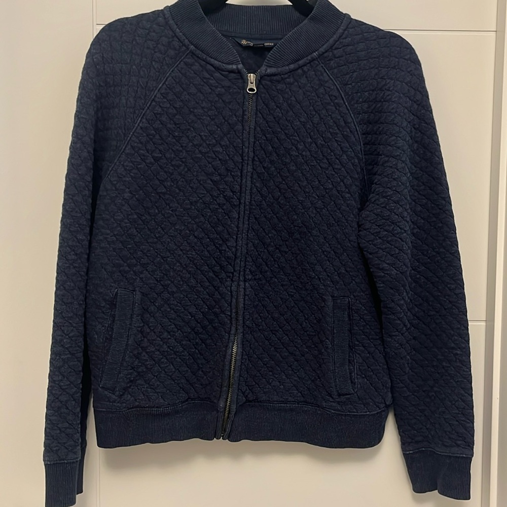 Dark blue quilted zip sweater